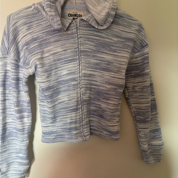 OshKosh B'gosh Blue and White Zip-Up Sweater - Picture 1 of 8